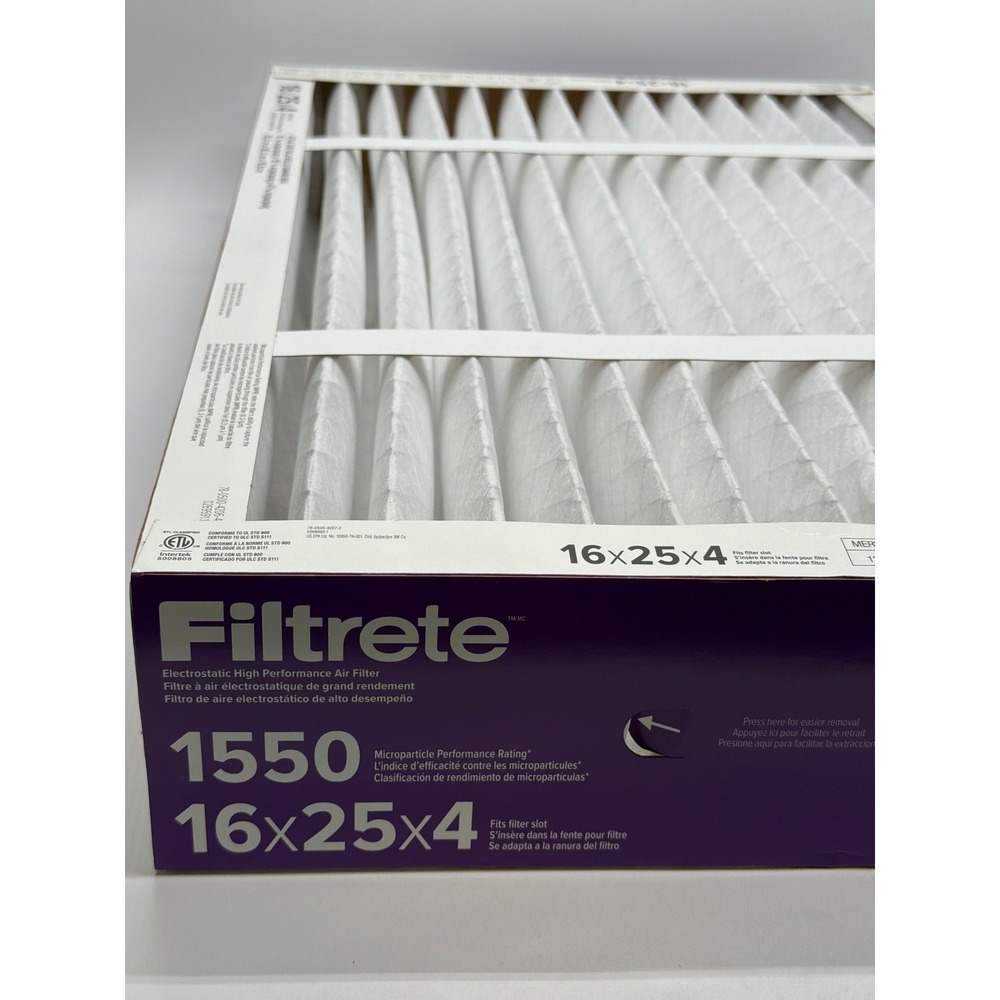 Filtrete 1550 MPR 16x25x4 Electrostatic High Performance HVAC Air Filter MERV 12